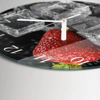 Kulaté skleněné hodiny na zeď Jahodová zmrzlina