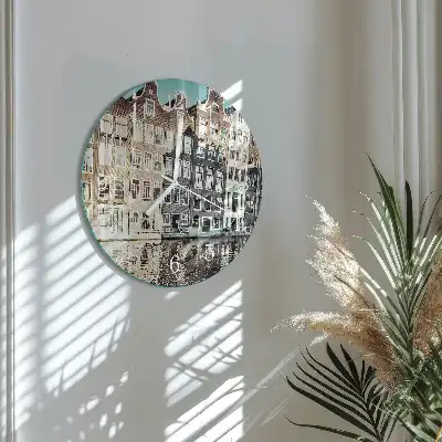 Hodiny na skle kulaté Domy