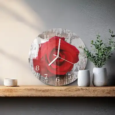 Nástěnné hodiny skleněné kulaté Růže