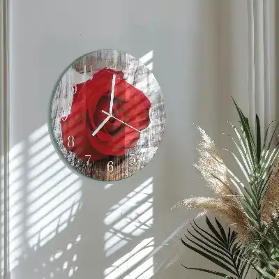 Nástěnné hodiny skleněné kulaté Růže