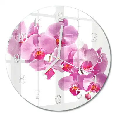 Nástěnné hodiny skleněné kulaté Orchidej