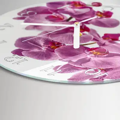 Nástěnné hodiny skleněné kulaté Orchidej