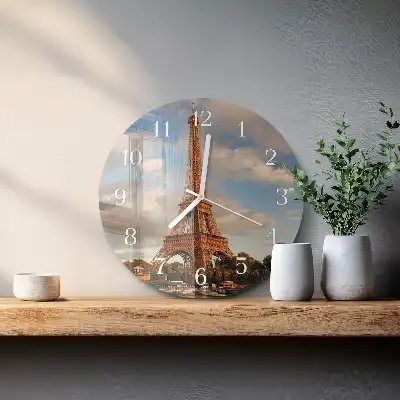 Kulaté skleněné hodiny na zeď Paříž