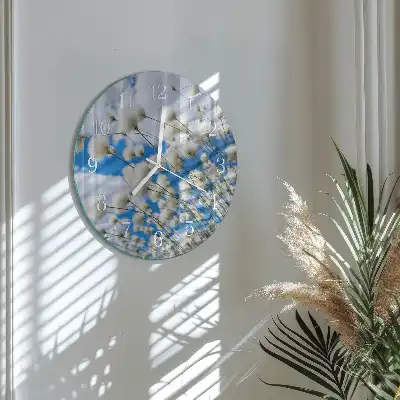 Kulaté skleněné hodiny na stěnu Bavlna