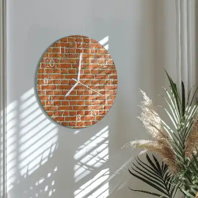 Nástěnné hodiny skleněné kulaté Cihlový
