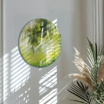 Hodiny s fotkou skleněné kulaté Jabloň