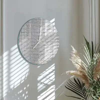 Kulaté skleněné hodiny na zeď Cihlový