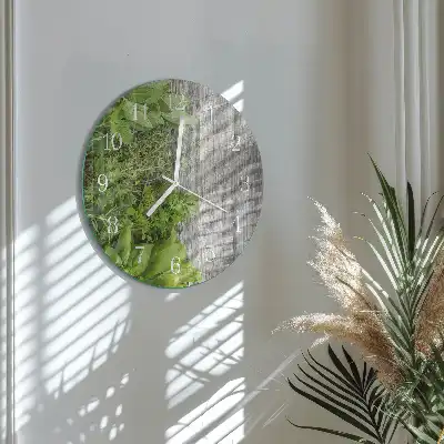 Hodiny na skle kulaté Bylinky
