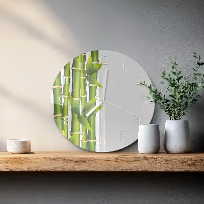 Kulaté skleněné hodiny na zeď Bambus