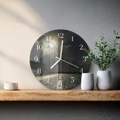 Hodiny s fotkou skleněné kulaté Měsíční cesta