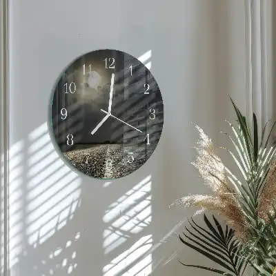 Hodiny s fotkou skleněné kulaté Měsíční cesta