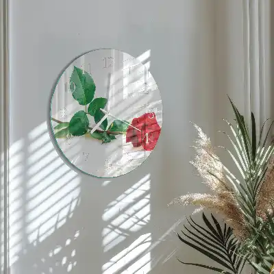 Nástěnné hodiny skleněné kulaté Růže