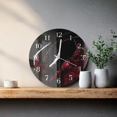 Hodiny s fotkou skleněné kulaté Víno