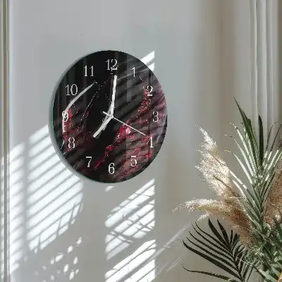Hodiny s fotkou skleněné kulaté Víno