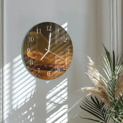 Nástěnné hodiny skleněné kulaté Poušť