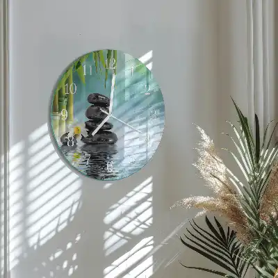Hodiny na skle kulaté Kameny