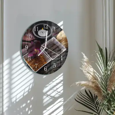Nástěnné hodiny skleněné kulaté Orchidej