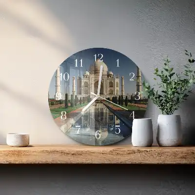 Hodiny na skle kulaté Tádž Mahal