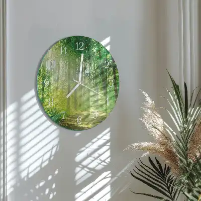 Hodiny na skle kulaté Lesní příroda