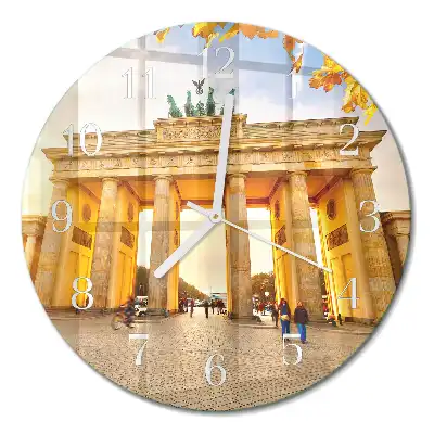 Hodiny s fotkou skleněné kulaté Berlín