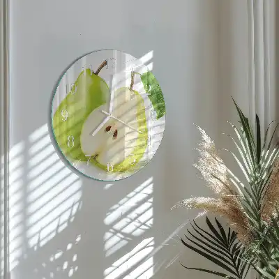 Kulaté skleněné hodiny na stěnu Hrušky