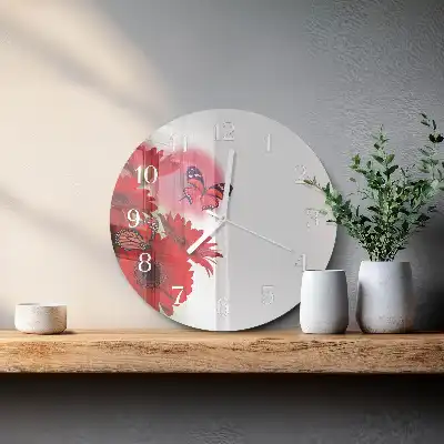 Nástěnné hodiny skleněné kulaté Gerbera