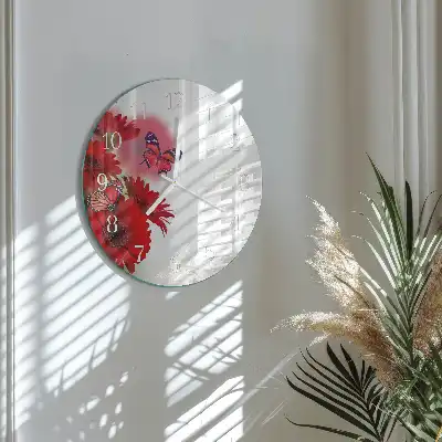 Nástěnné hodiny skleněné kulaté Gerbera