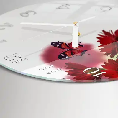 Nástěnné hodiny skleněné kulaté Gerbera