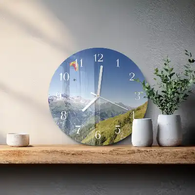 Kulaté skleněné hodiny na zeď Hory