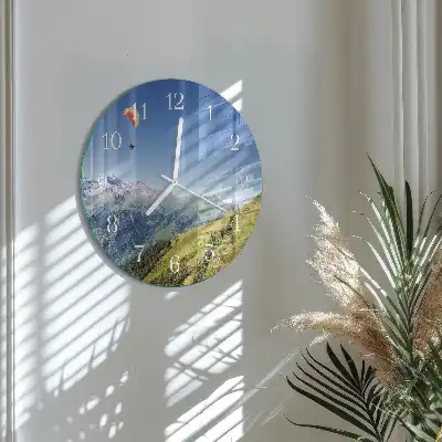 Kulaté skleněné hodiny na zeď Hory