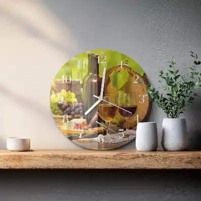 Kulaté skleněné hodiny na stěnu Hrozny na víno