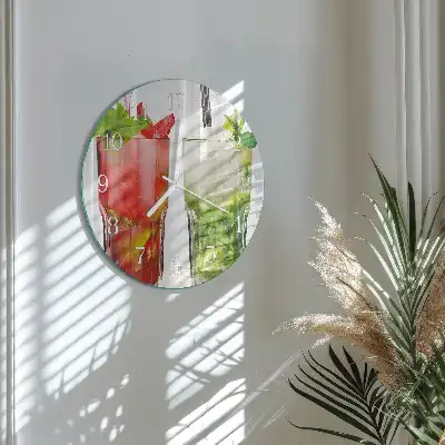 Nástěnné hodiny skleněné kulaté Koktejly
