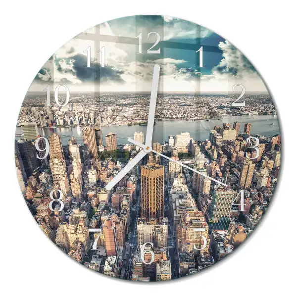 Kulaté skleněné hodiny na zeď New York
