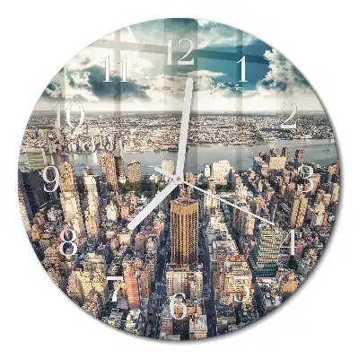 Kulaté skleněné hodiny na zeď New York