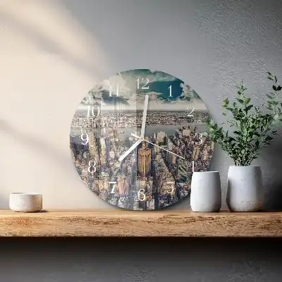 Kulaté skleněné hodiny na zeď New York