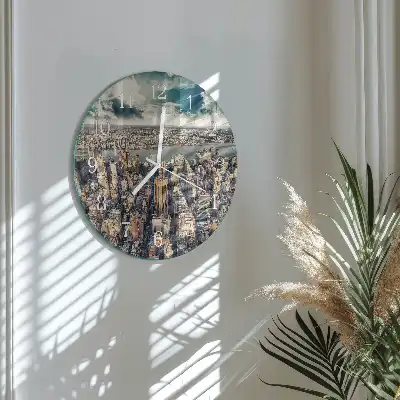 Kulaté skleněné hodiny na zeď New York