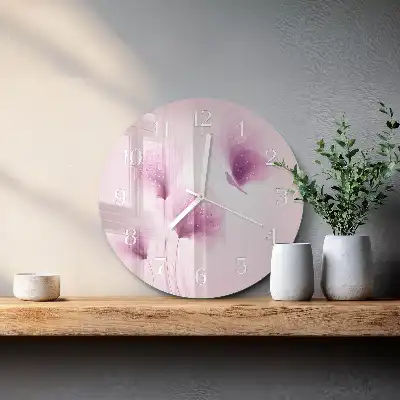 Hodiny s fotkou skleněné kulaté Květiny