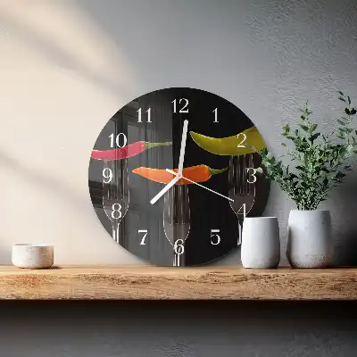 Nástěnné hodiny skleněné kulaté Vidlice