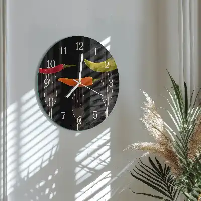 Nástěnné hodiny skleněné kulaté Vidlice