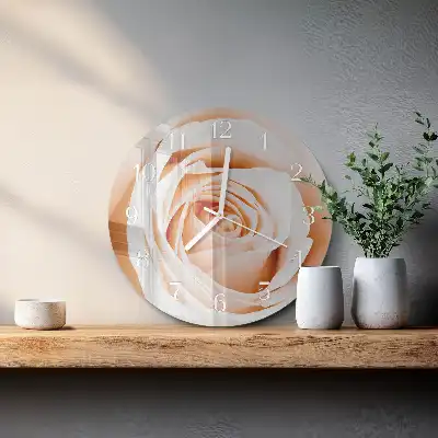 Kulaté skleněné hodiny na zeď Růže