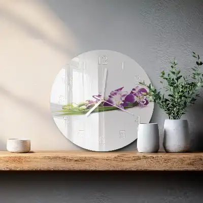 Kulaté skleněné hodiny na zeď Květiny