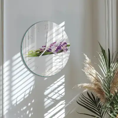 Kulaté skleněné hodiny na zeď Květiny