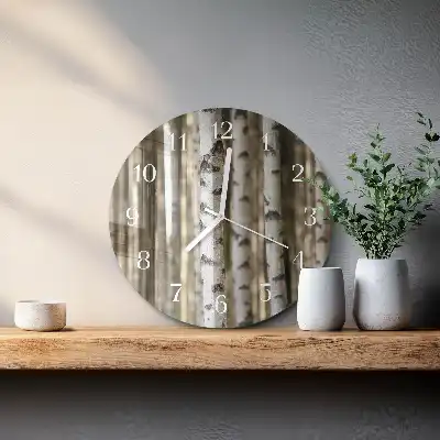 Kulaté skleněné hodiny na zeď Břízy