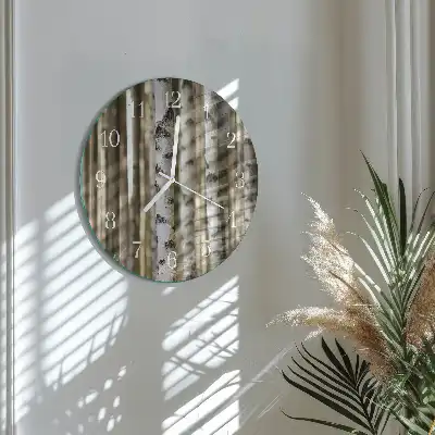 Kulaté skleněné hodiny na zeď Břízy