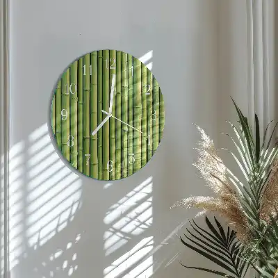 Hodiny na skle kulaté Bambus