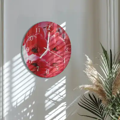 Kulaté skleněné hodiny na zeď Orchidej