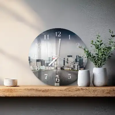 Hodiny s fotkou skleněné kulaté Cesta do města