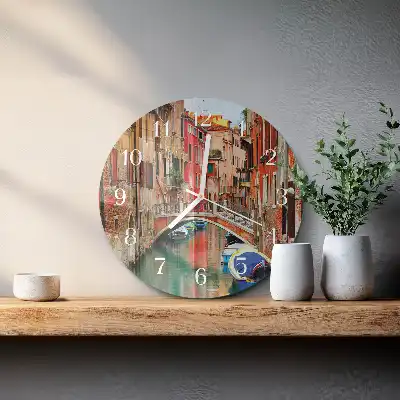 Kulaté skleněné hodiny na stěnu Benátky