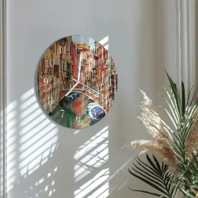 Kulaté skleněné hodiny na stěnu Benátky