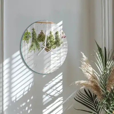 Kulaté skleněné hodiny na zeď Bylinky